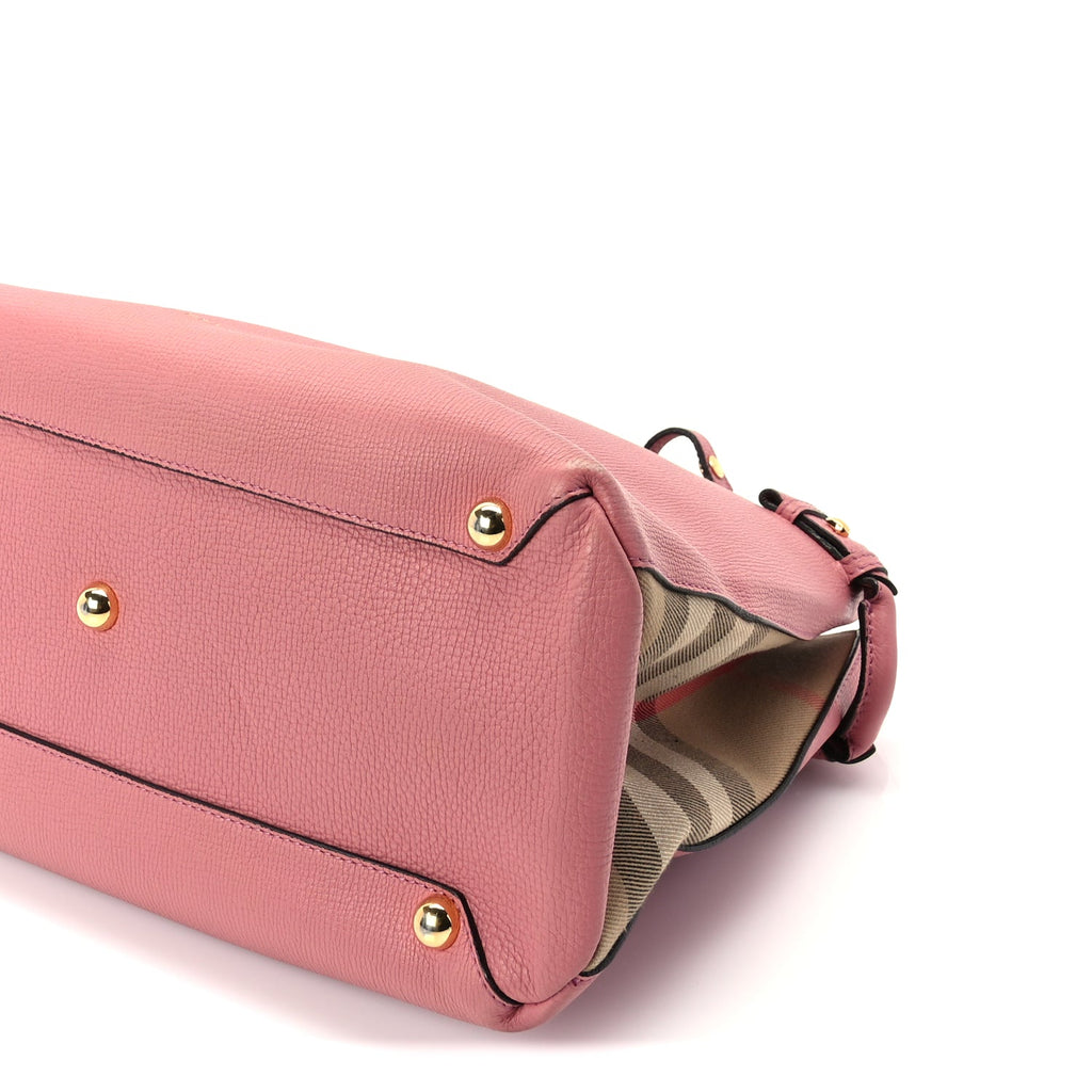 Burberry Grainy Calfskin House Check Medium Banner Tote  Mauve Pink