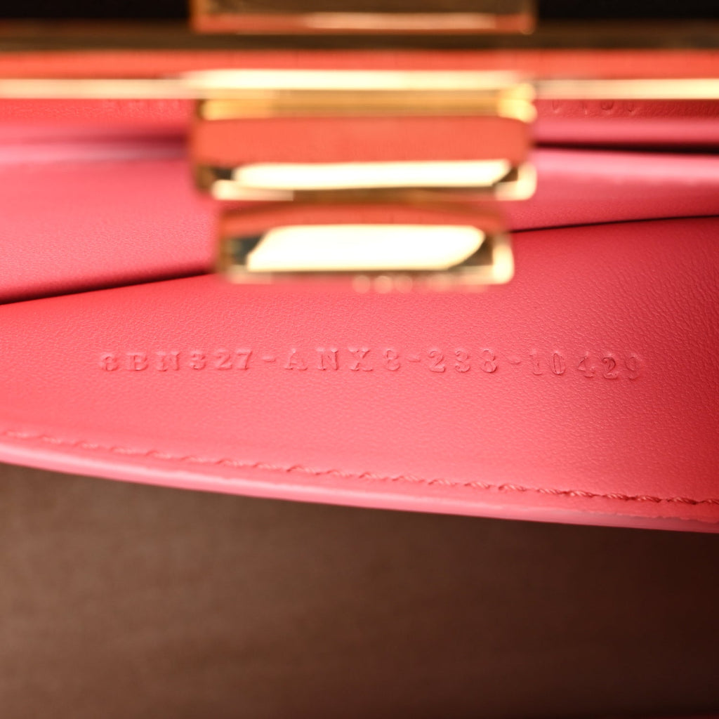 Fendi Vitello King Shiny Nappa Intreccio Small Peekaboo I SEE U Satchel Pink Dalia