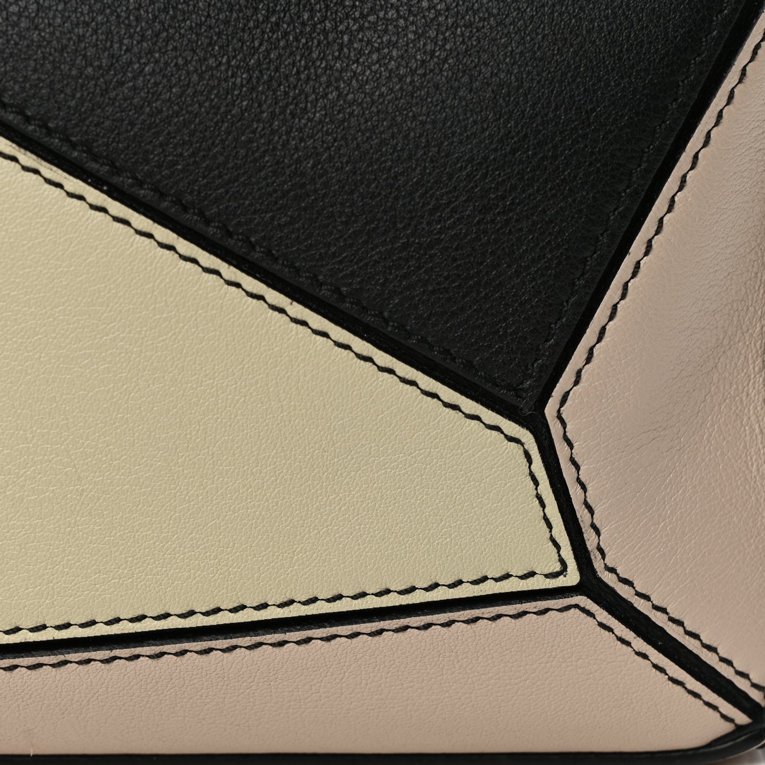 Loewe Calfskin Small Puzzle Bag Black Beige Green