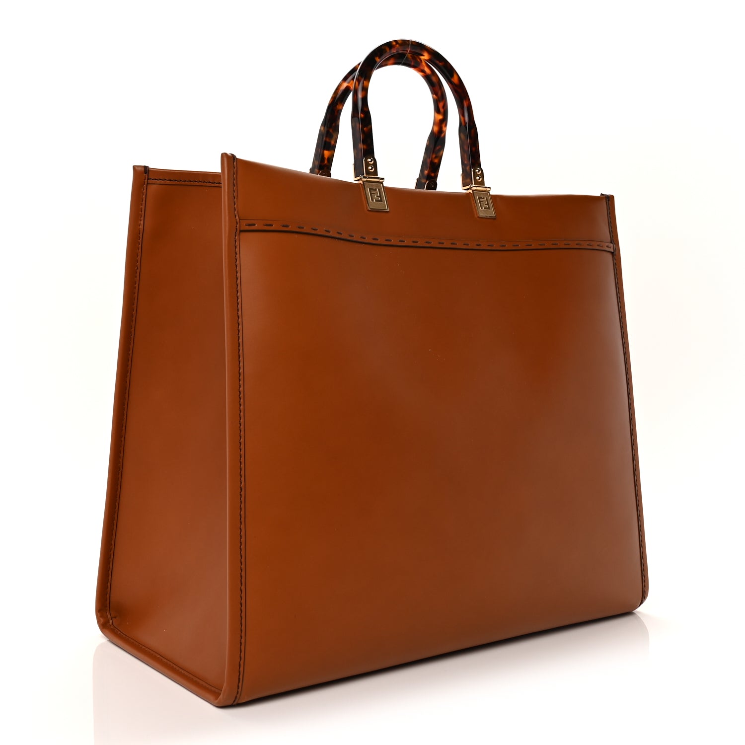 Fendi Vitello King Plexiglass Large Fendi Sunshine Shopper Tote  Cuoio