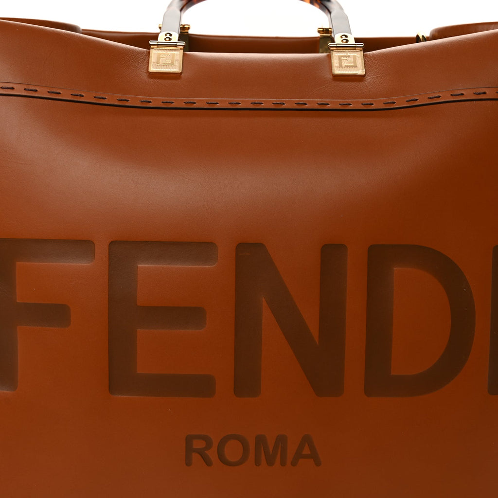 Fendi Vitello King Plexiglass Large Fendi Sunshine Shopper Tote  Cuoio