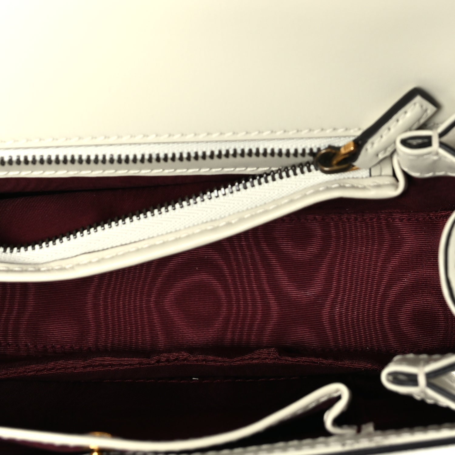 Gucci Boarded Dyana Lux Studded Calfskin Web Small Bamboo 1947 Top Handle Bag  Mystic White