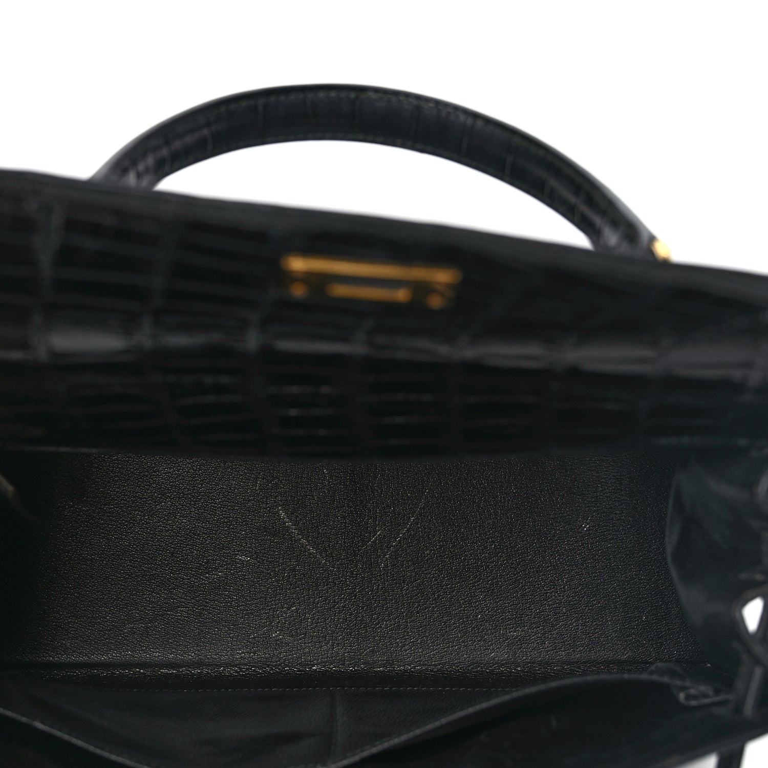 Hermes Shiny Alligator Kelly Sellier 28 Black