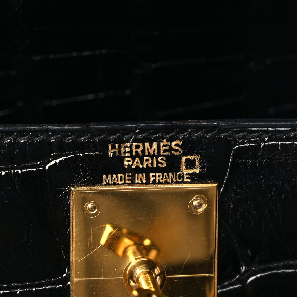 Hermes Shiny Alligator Kelly Sellier 28 Black