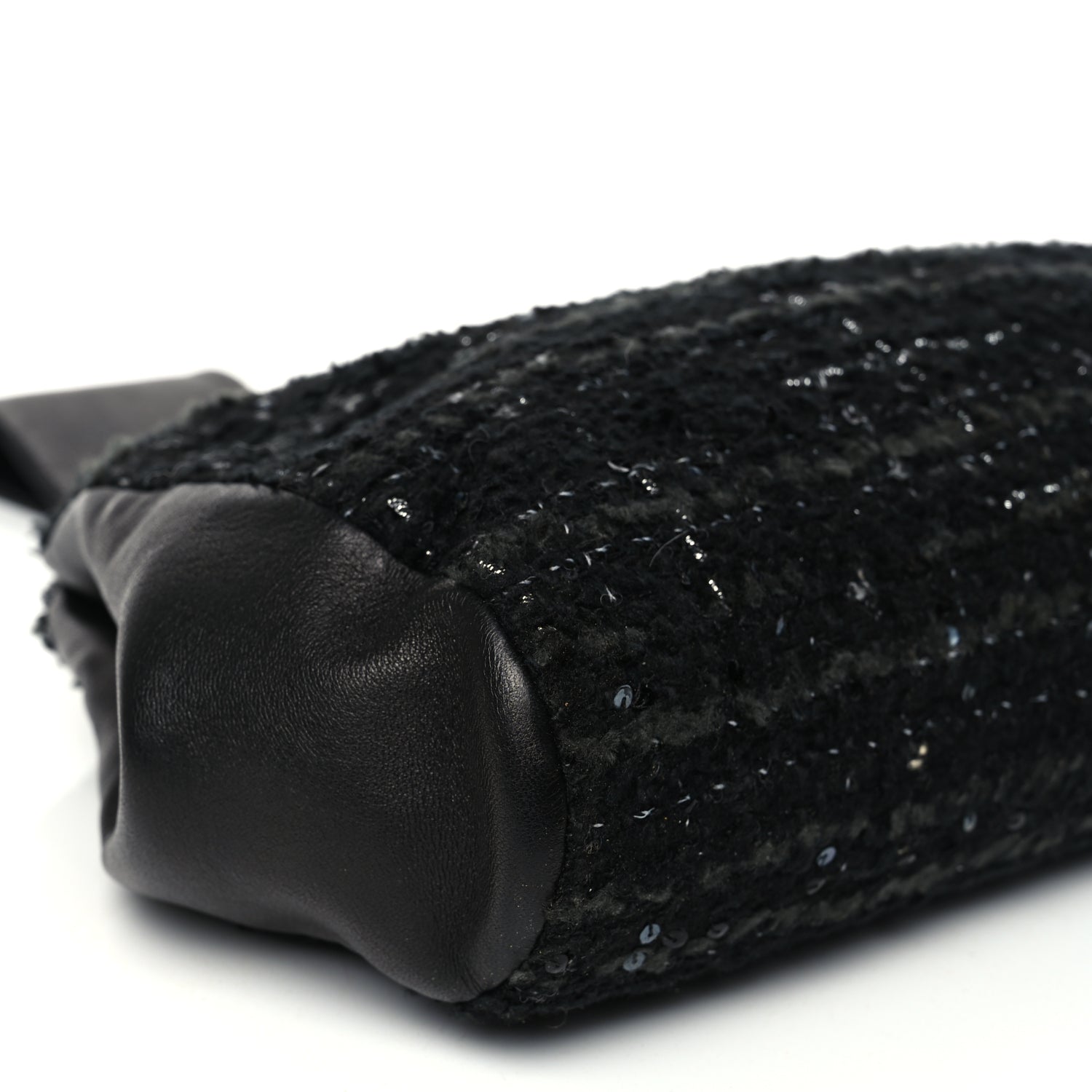 Chanel Tweed Lambskin Plexiglass CC Wristlet Black