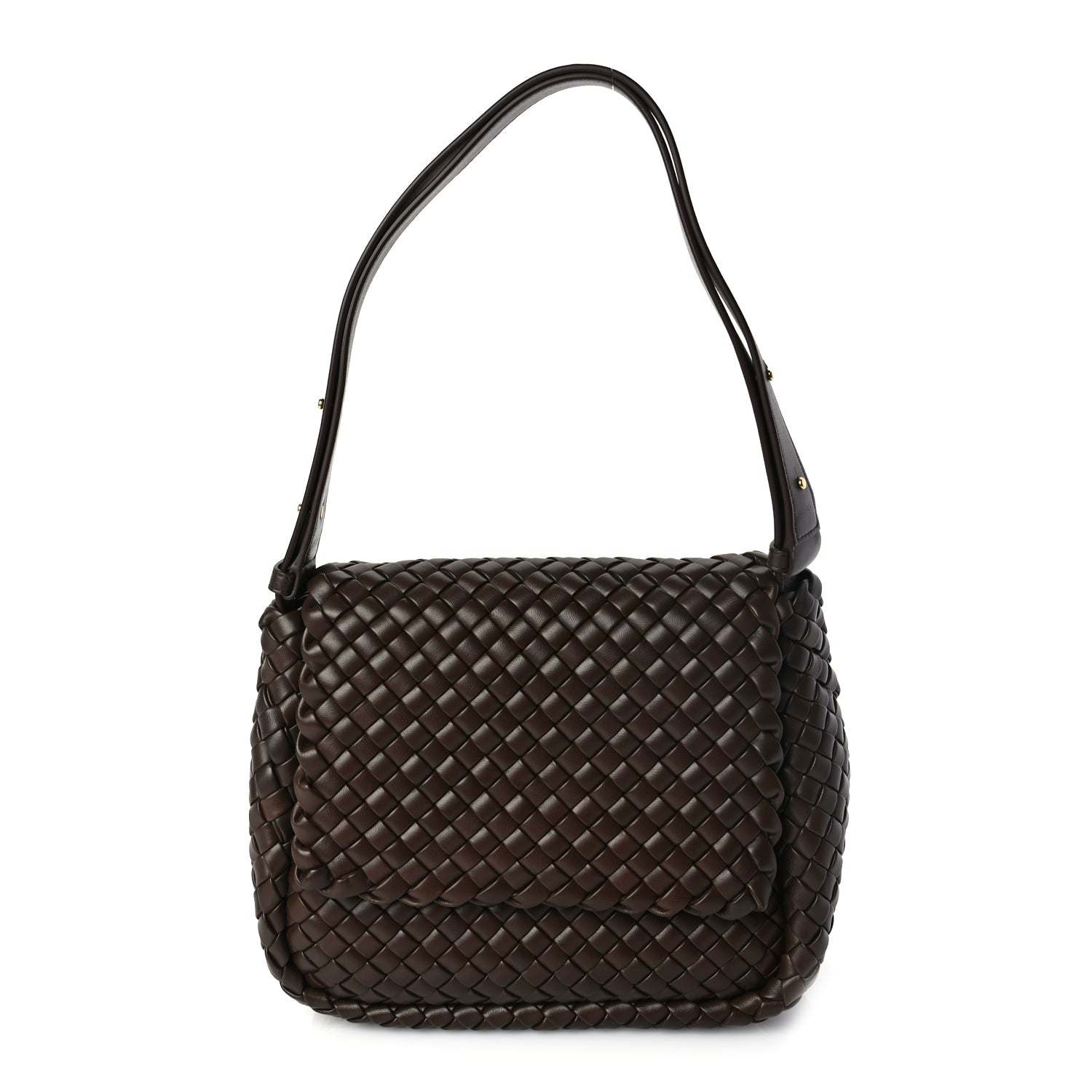 Bottega Veneta Nappa Intreccicio Padded Small Cobble Shoulder Bag Light Brown
