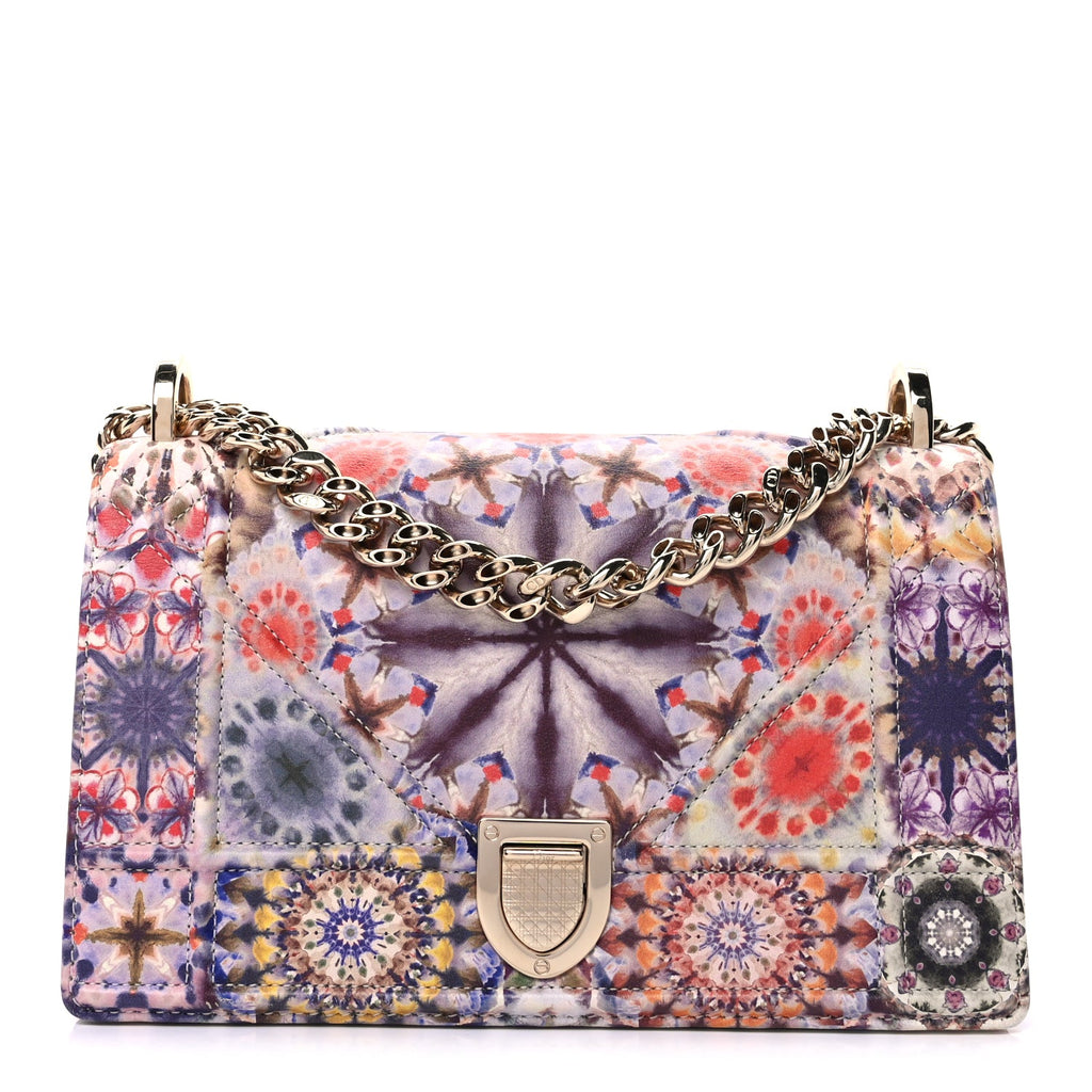 Christian Dior Calfskin Printed Small KaleiDiorscopic Diorama Flap Bag  Latte Multicolor