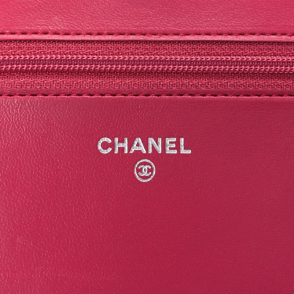 Chanel Lambskin Quilted Boy Wallet On Chain WOC  Pink