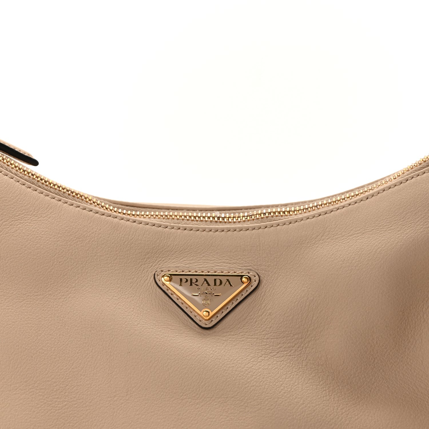 Prada Soft Calfskin Large Aimée Shoulder Bag  Travertine