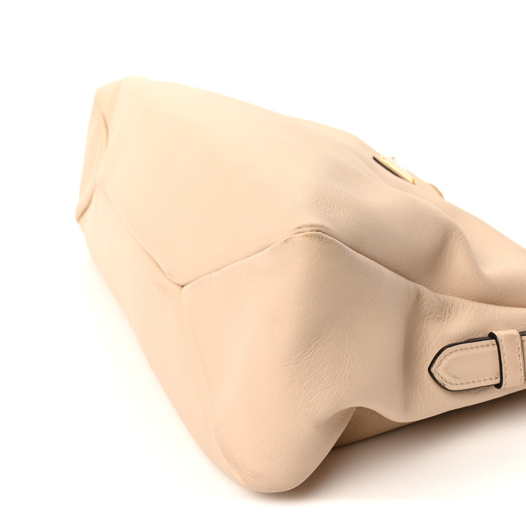 Prada Soft Calfskin Large Aimée Shoulder Bag  Travertine