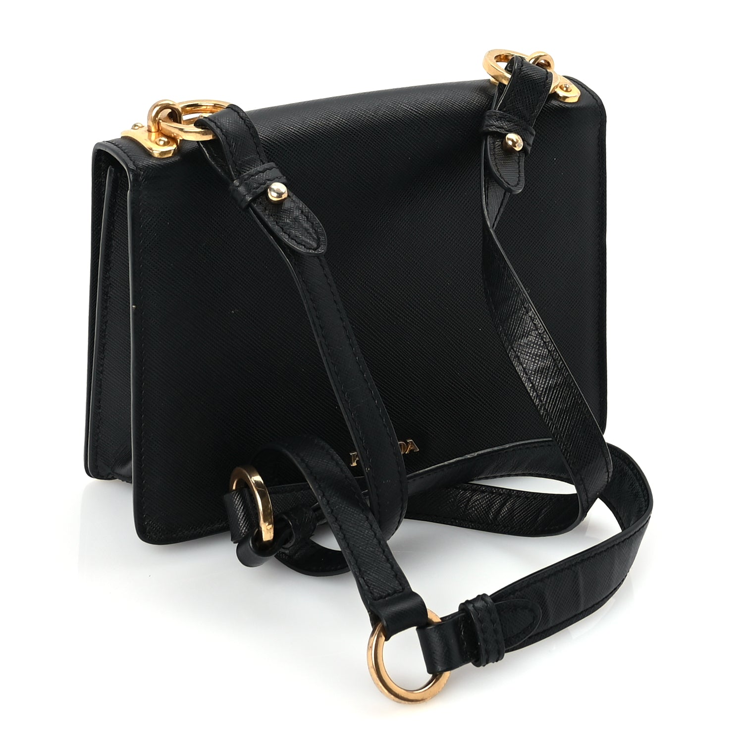 Prada Saffiano Corolle Crossbody Bag Black