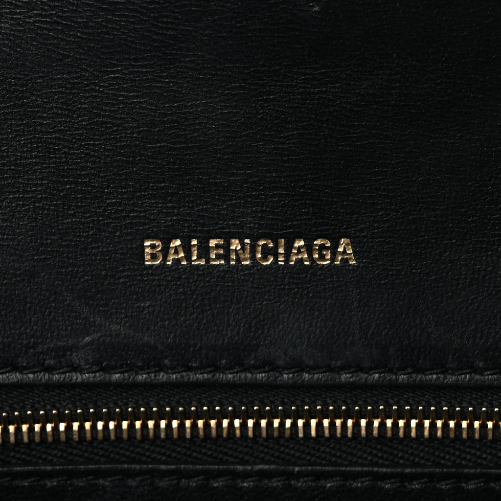 Balenciaga Shiny Box Calfskin Small Hourglass Top Handle Bag Black