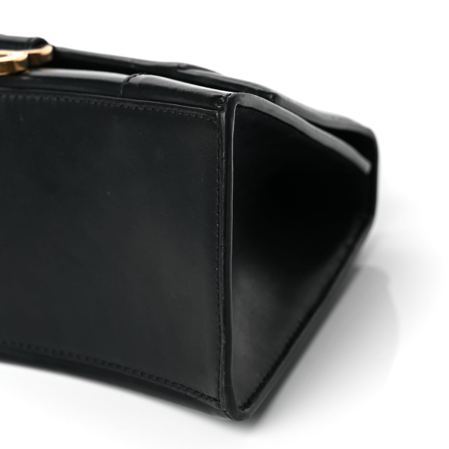 Balenciaga Shiny Box Calfskin Small Hourglass Top Handle Bag Black