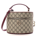 Gucci GG Supreme Monogram Ancora Calfskin Vanity Cosmetic Case Beige Ebony Rosso