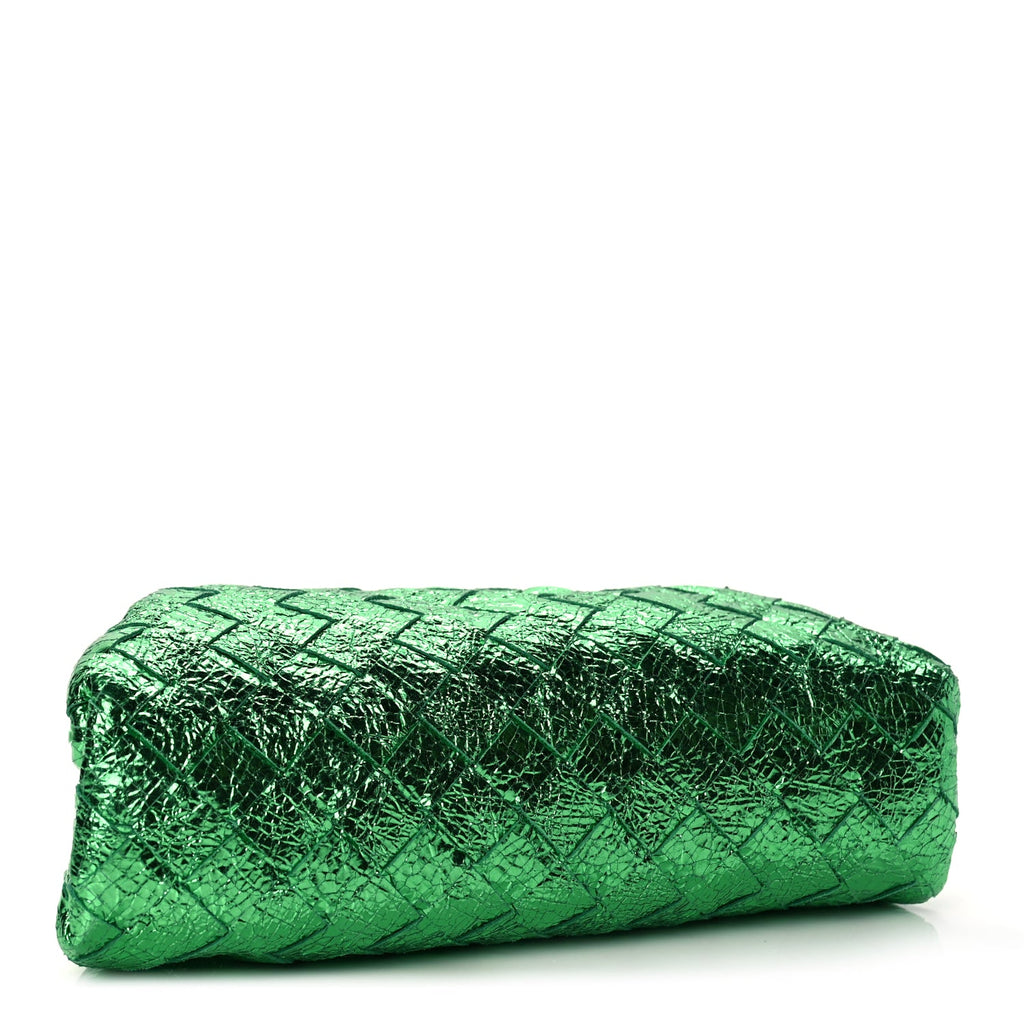 Bottega Veneta Metallic Nappa Intrecciato The Mini Pouch Parakeet