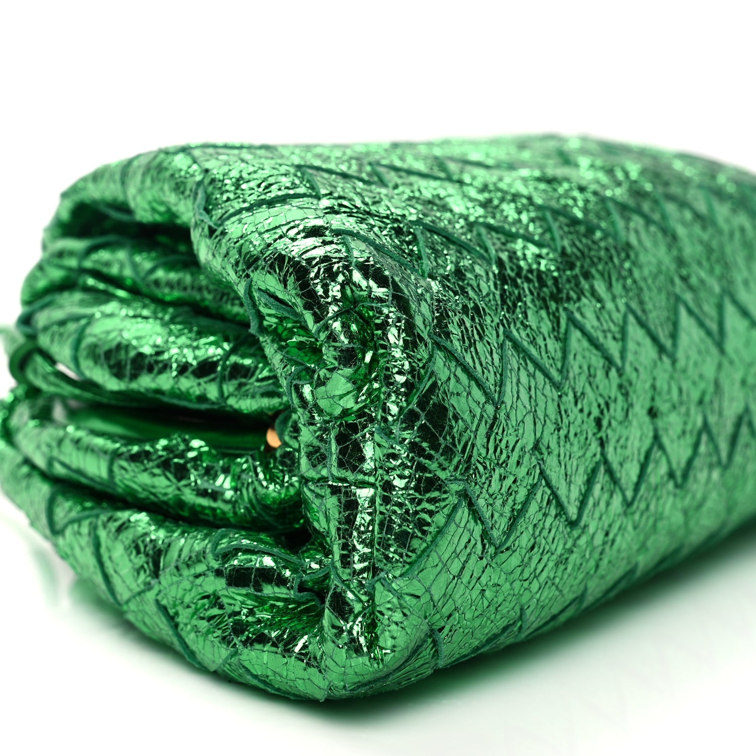 Bottega Veneta Metallic Nappa Intrecciato The Mini Pouch Parakeet