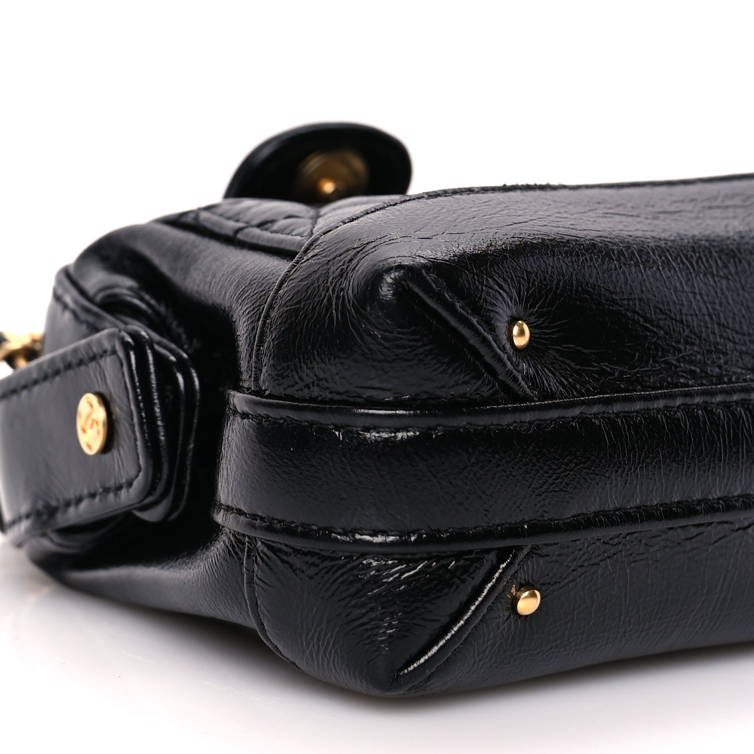Chanel Shiny Lambskin Quilted Mini Cocodoc Top Handle Bag Black