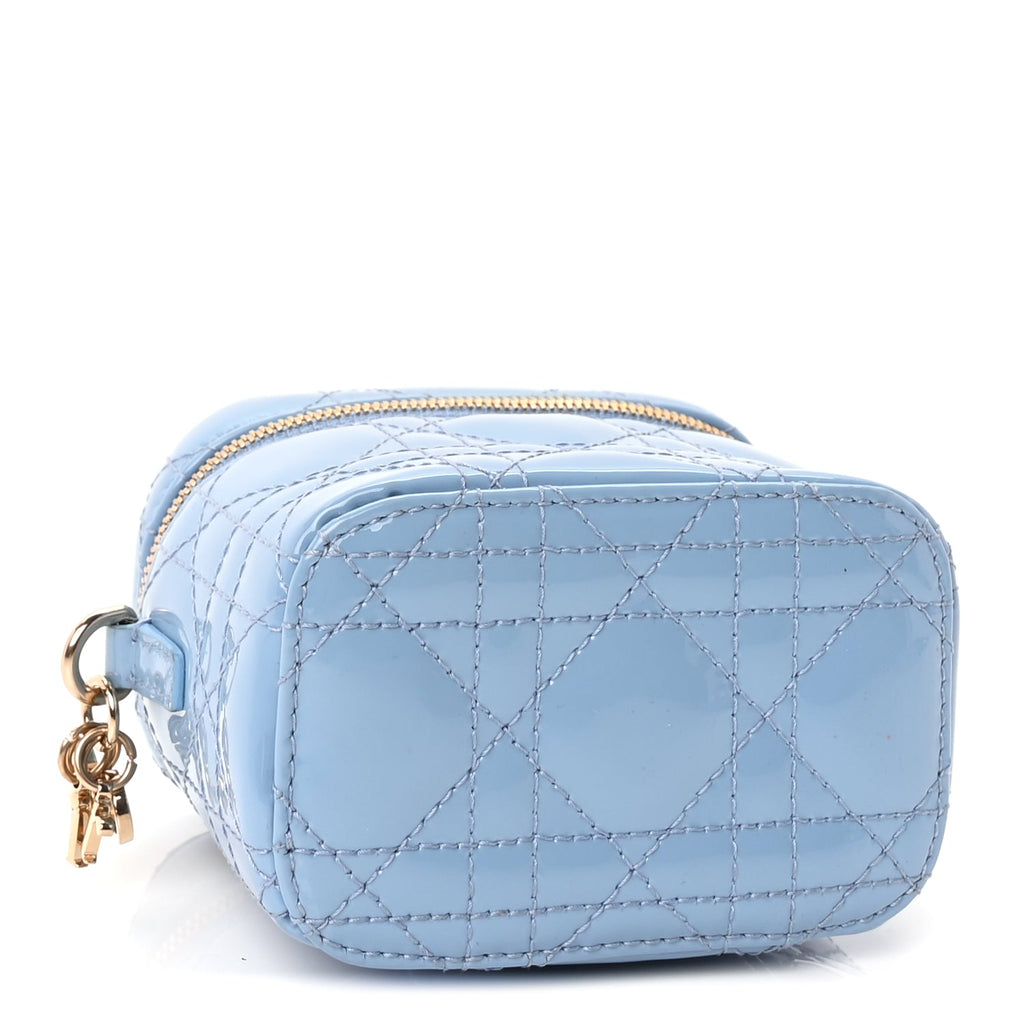Christian Dior Patent Cannage Micro Vanity Case  Cornflower
