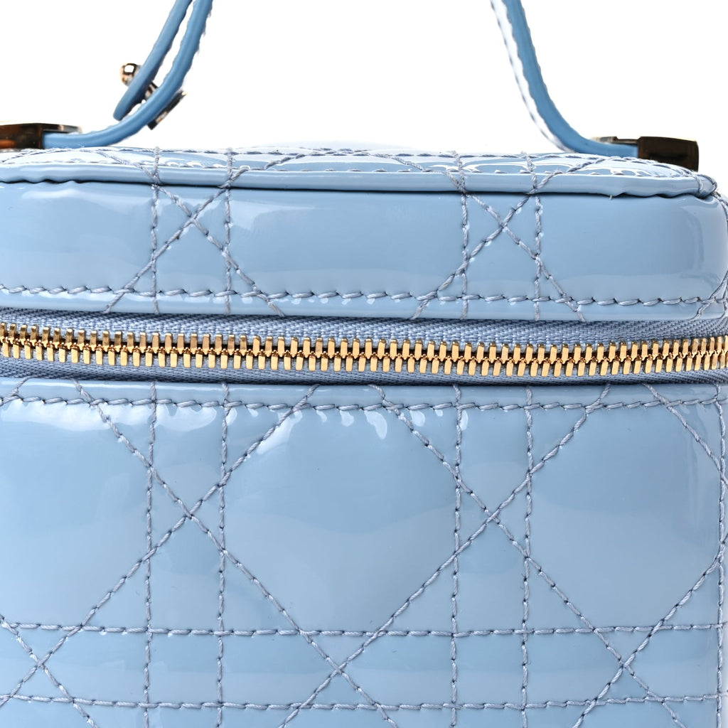 Christian Dior Patent Cannage Micro Vanity Case  Cornflower