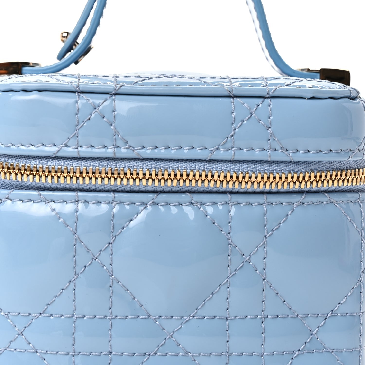 Christian Dior Patent Cannage Micro Vanity Case  Cornflower