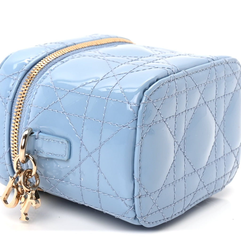 Christian Dior Patent Cannage Micro Vanity Case  Cornflower