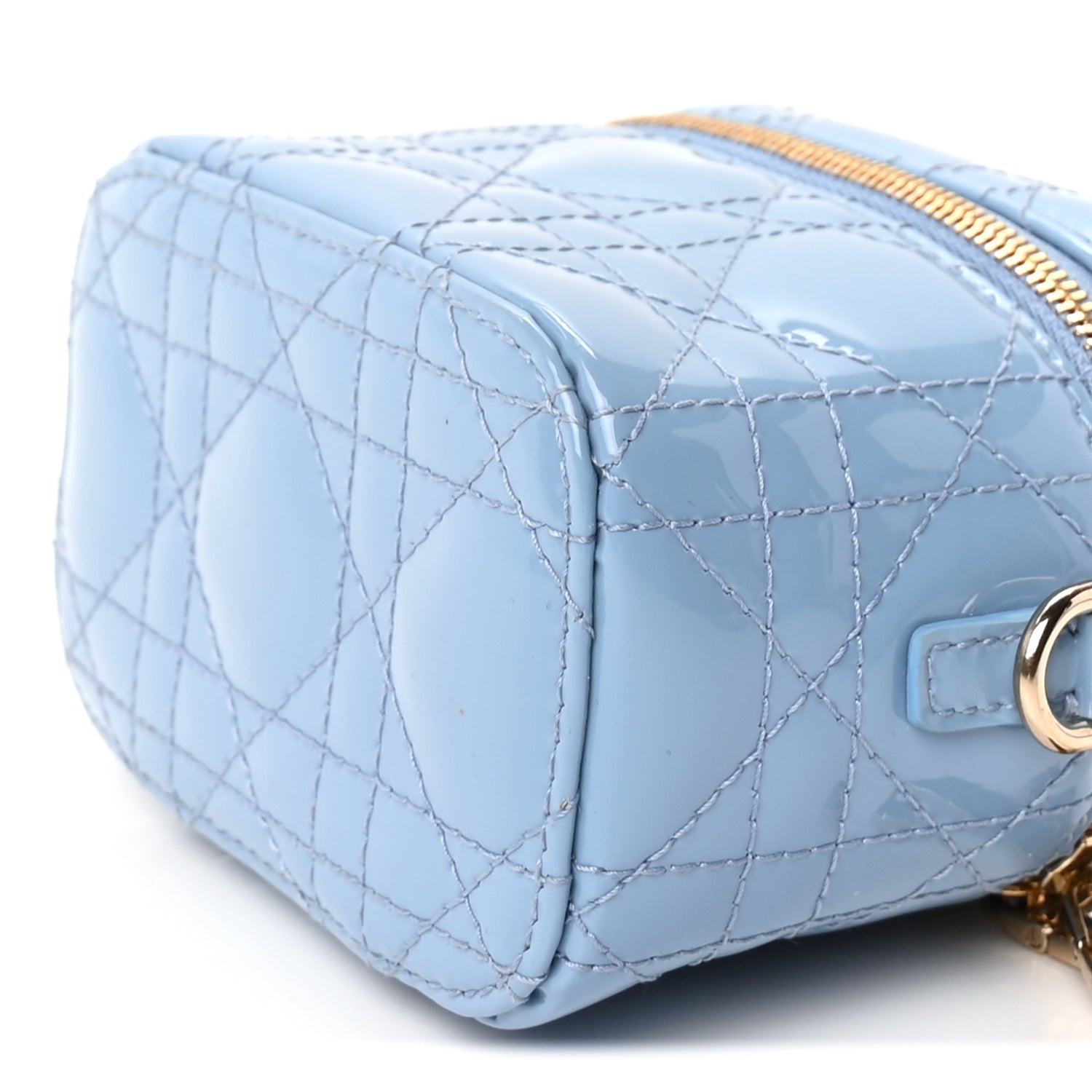 Christian Dior Patent Cannage Micro Vanity Case  Cornflower