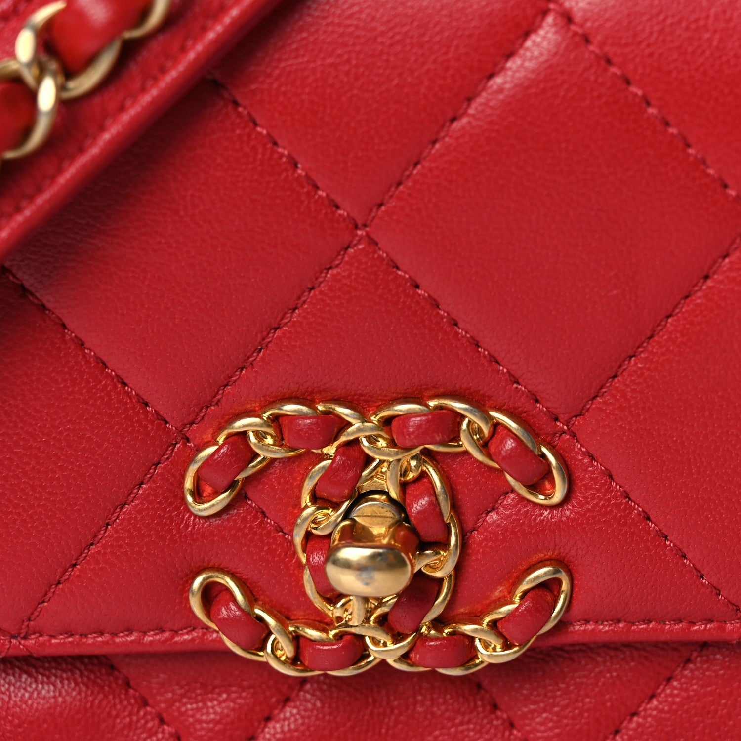 Chanel Lambskin Quilted Chanel 19 Waist Bag Red Red