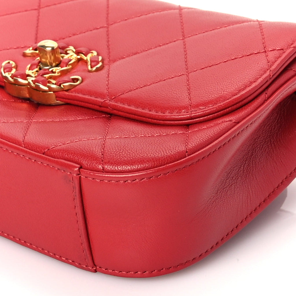Chanel Lambskin Quilted Chanel 19 Waist Bag Red Red