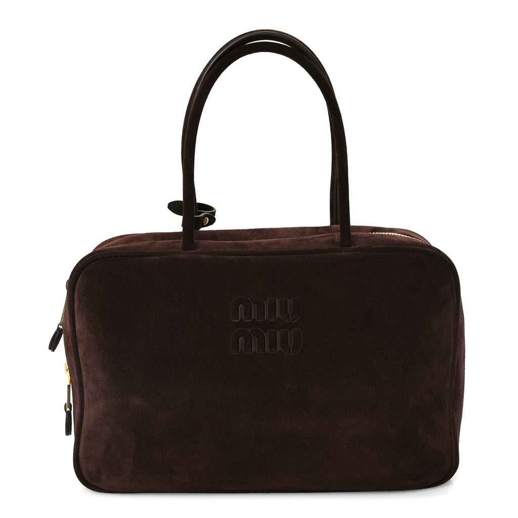 Miu Miu Camoscio Large Beau Top Handle Bag  Moro