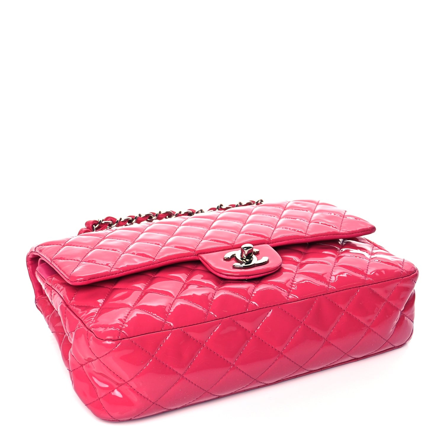 Chanel Patent Quilted Medium Double Flap Pink