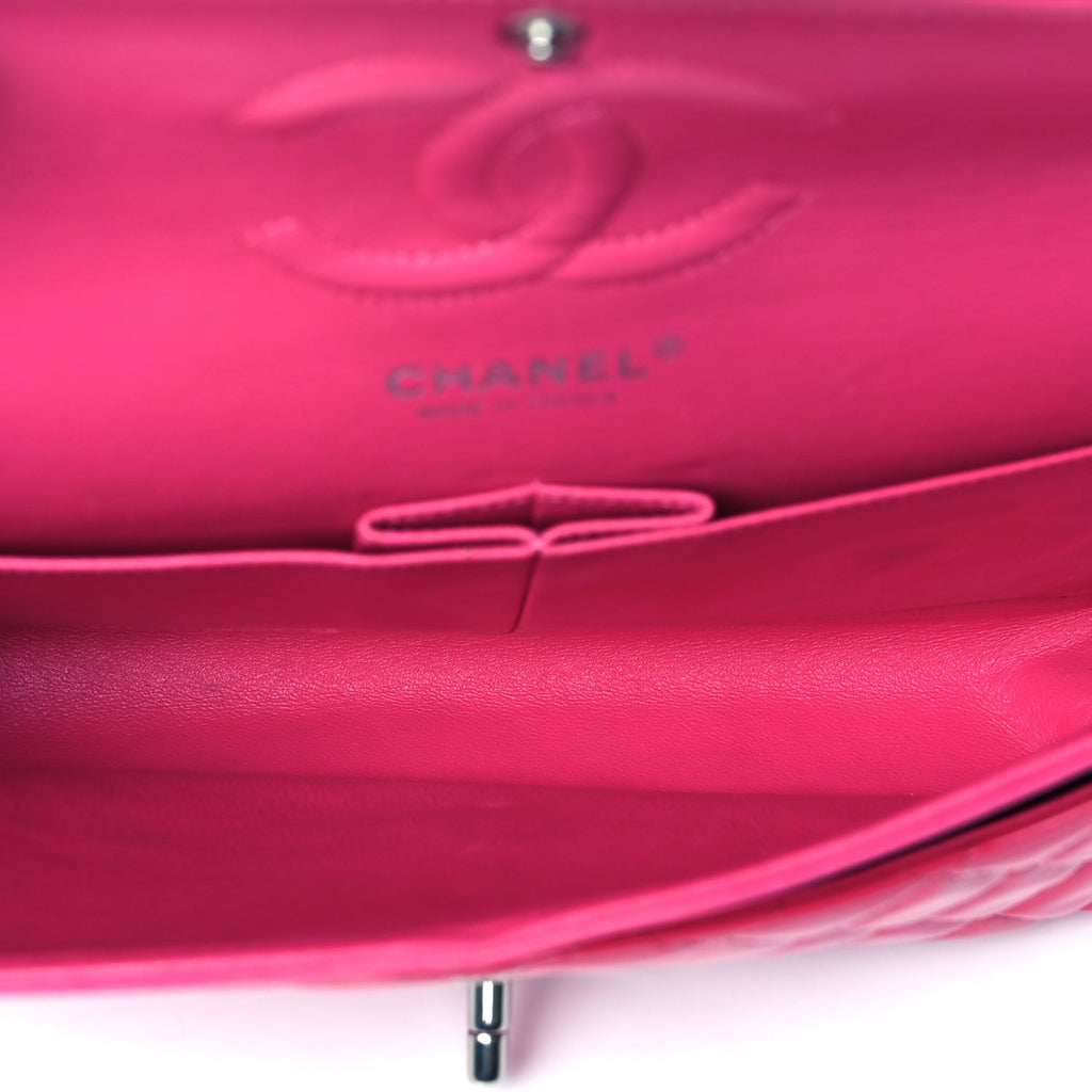 Chanel Patent Quilted Medium Double Flap Pink
