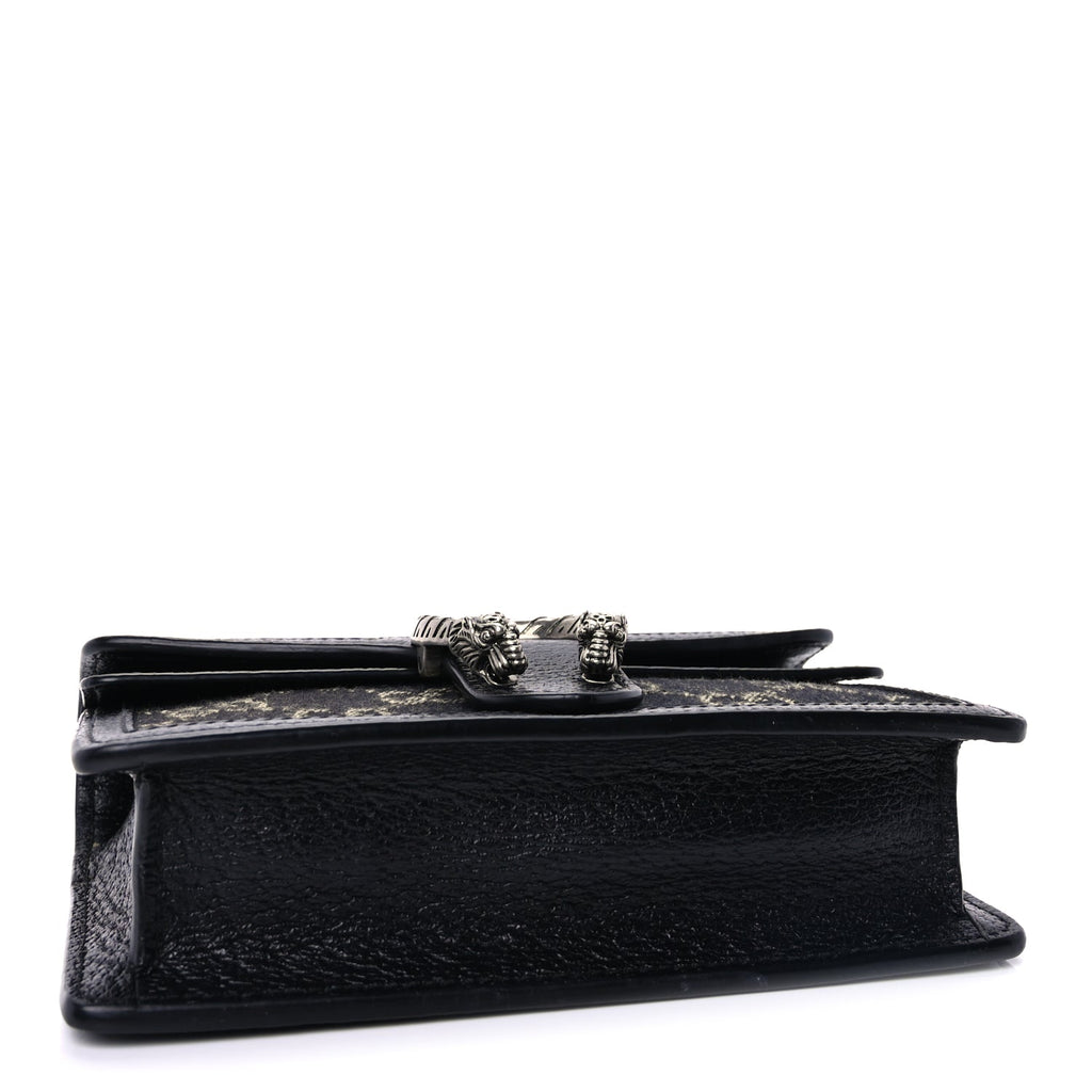 Gucci Jacquard Black Denim GG Monogram Super Mini Dionysus Shoulder Bag Black Ivory
