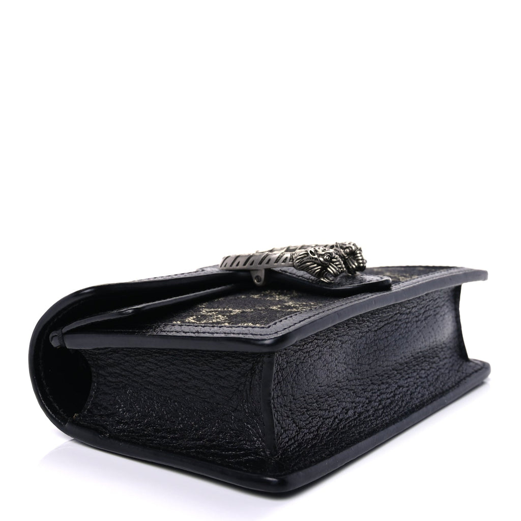 Gucci Jacquard Black Denim GG Monogram Super Mini Dionysus Shoulder Bag Black Ivory