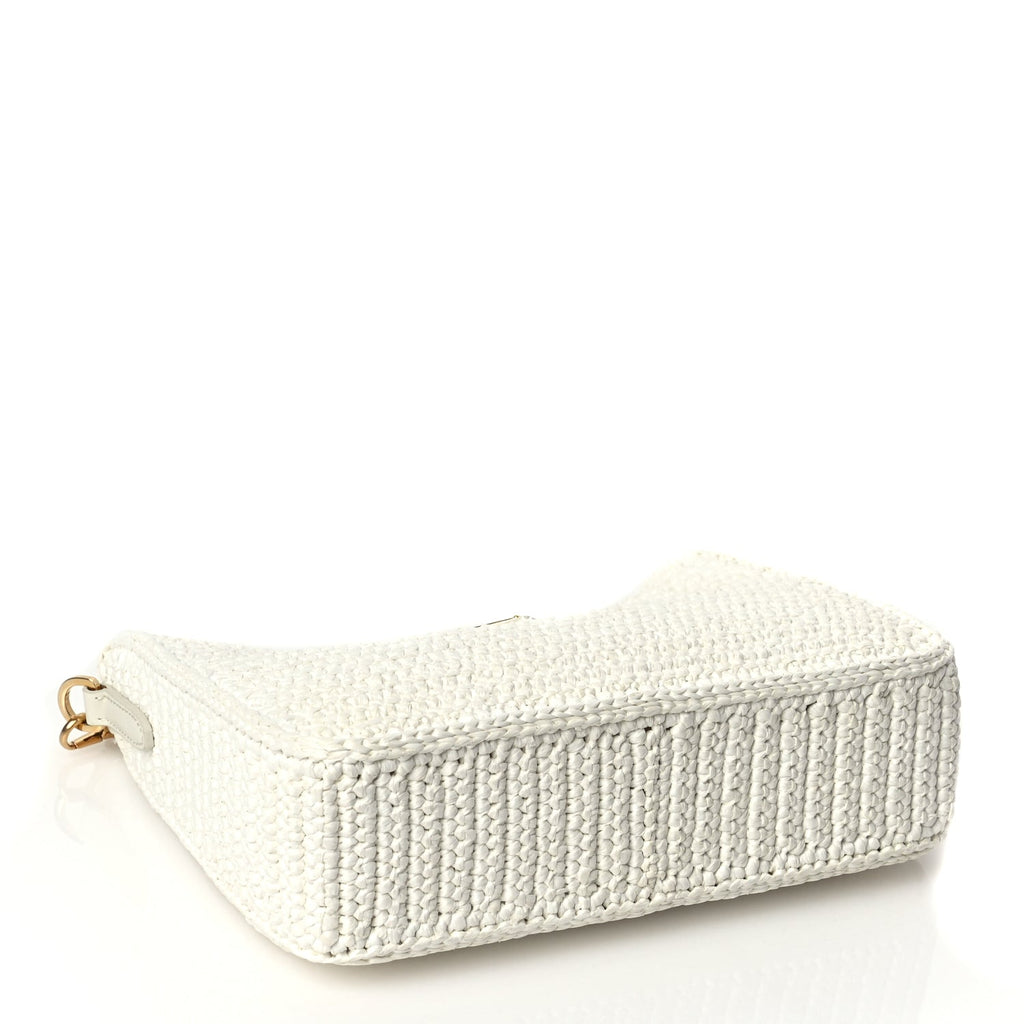 Prada Yarn Raffia Effect Crochet Re-Edition 2005 Shoulder Bag White