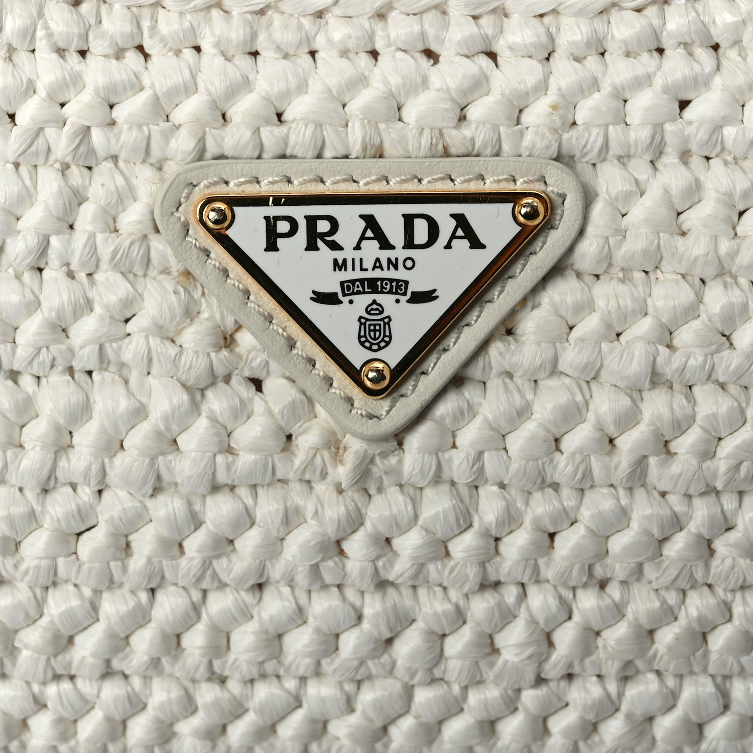 Prada Yarn Raffia Effect Crochet Re-Edition 2005 Shoulder Bag White