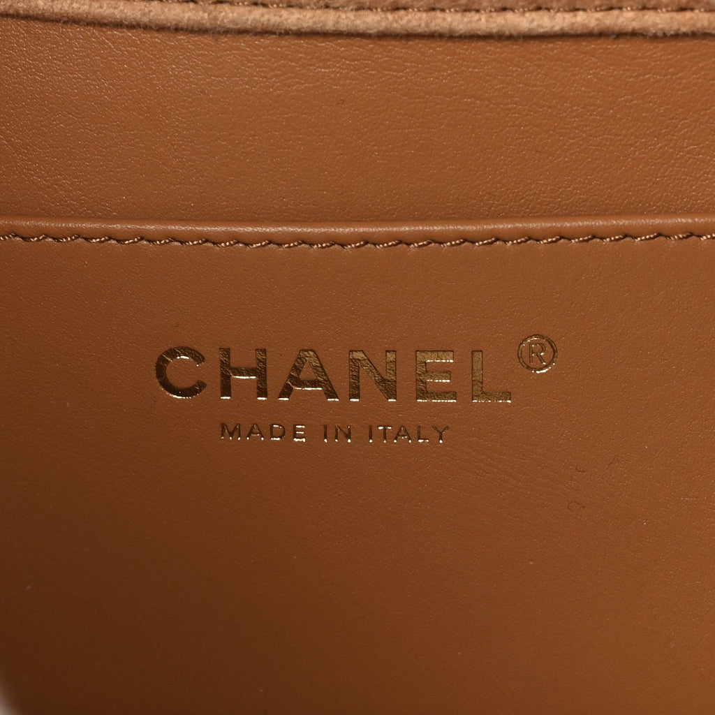 Chanel Suede Shearling Quilted Small Chanel 25 Handbag Beige White