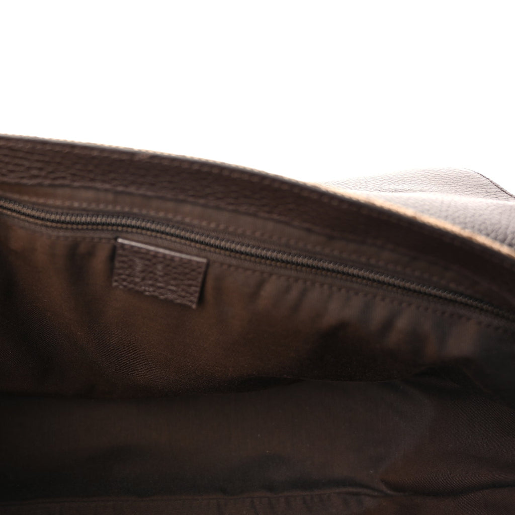 Gucci Monogram Large Flap Messenger Bag  Beige Dark Brown