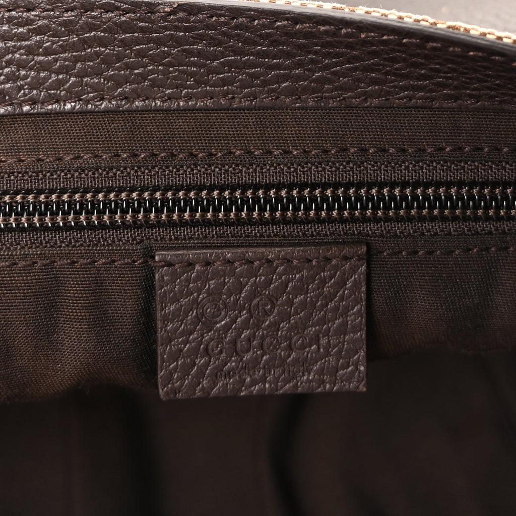 Gucci Monogram Large Flap Messenger Bag  Beige Dark Brown