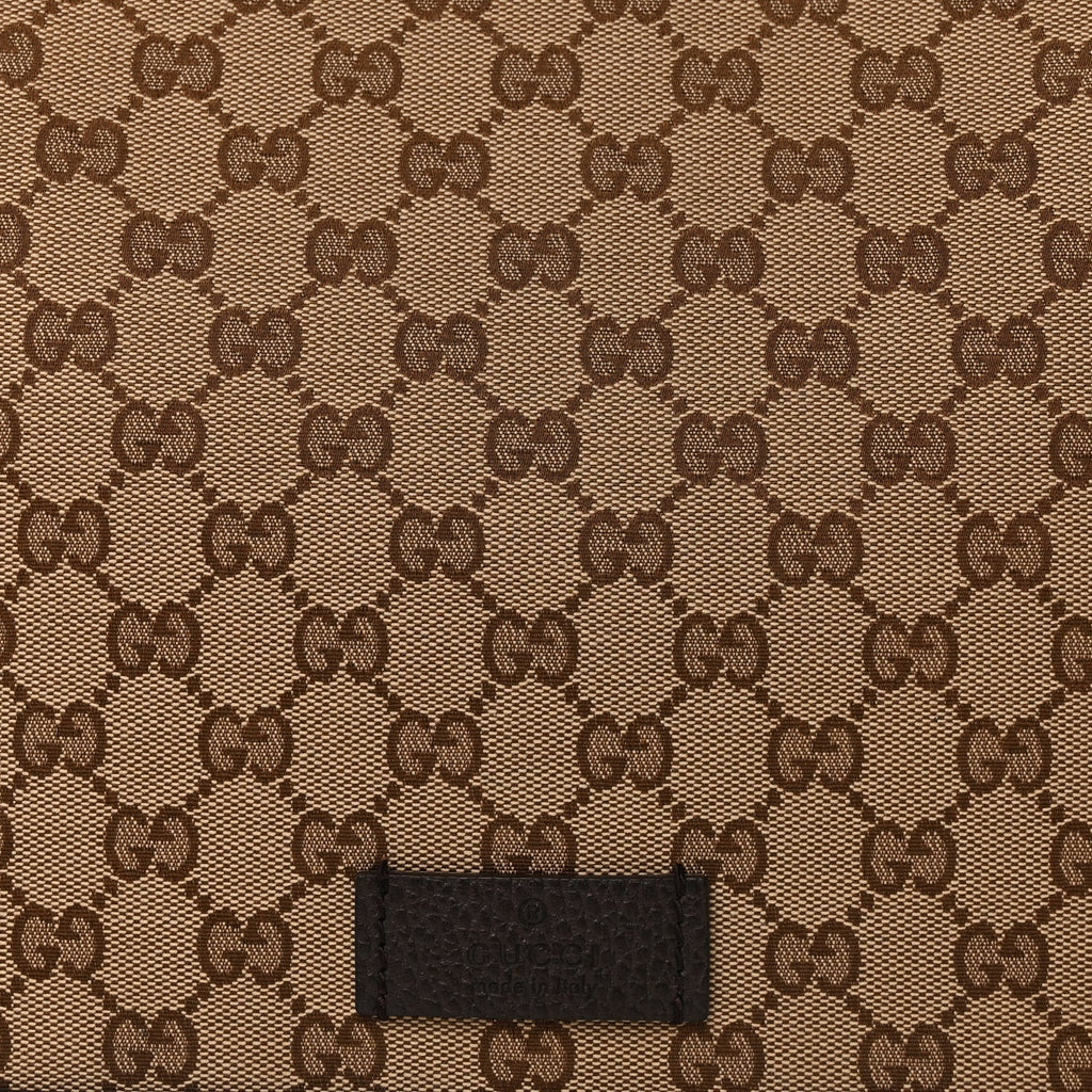 Gucci Monogram Large Flap Messenger Bag  Beige Dark Brown