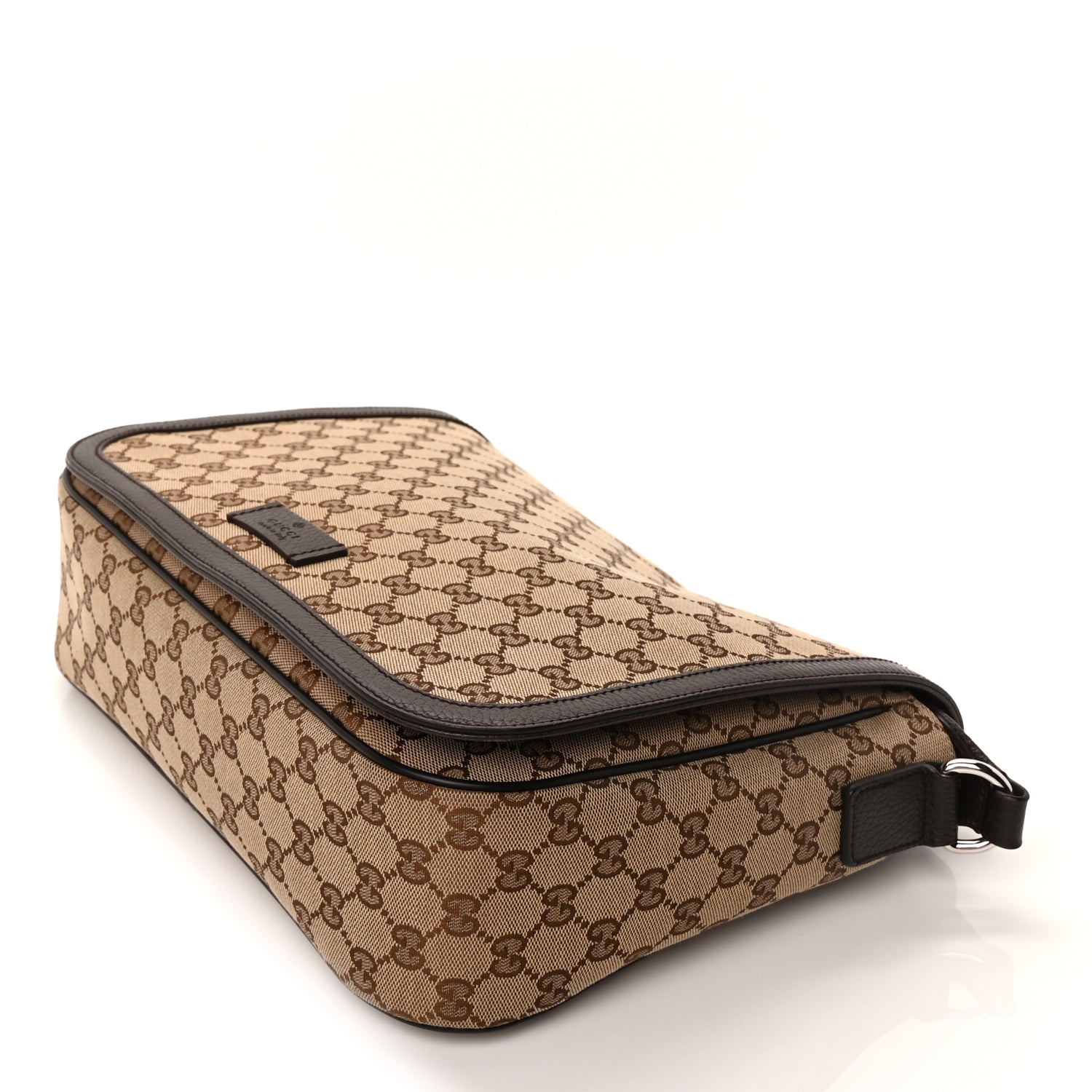 Gucci Monogram Large Flap Messenger Bag  Beige Dark Brown