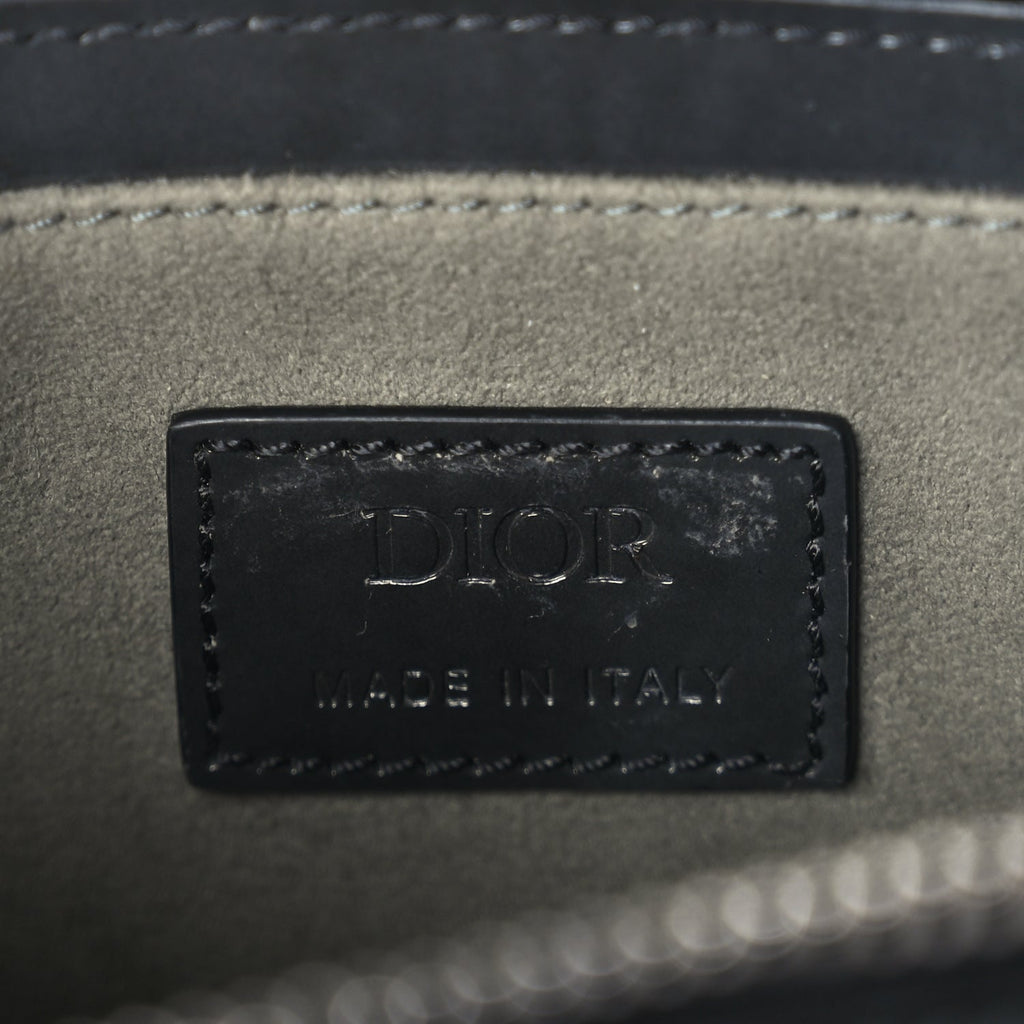 Christian Dior Patent Oblique Embossed Saddle Boxy Bag Black