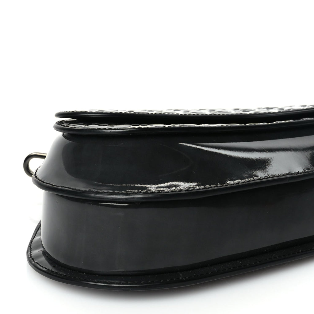 Christian Dior Patent Oblique Embossed Saddle Boxy Bag Black