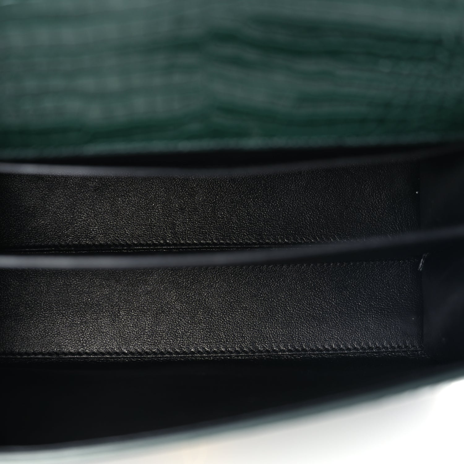 Saint Laurent Calfskin Crocodile Embossed Medium Classic Monogram Cassandra Top Handle Dark Mint
