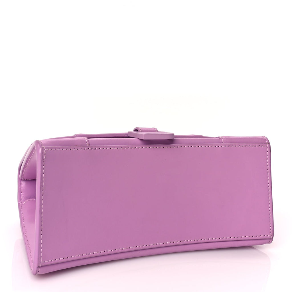 Balenciaga Shiny Box Calfskin Tonal B Small Hourglass Top Handle Bag Lilac