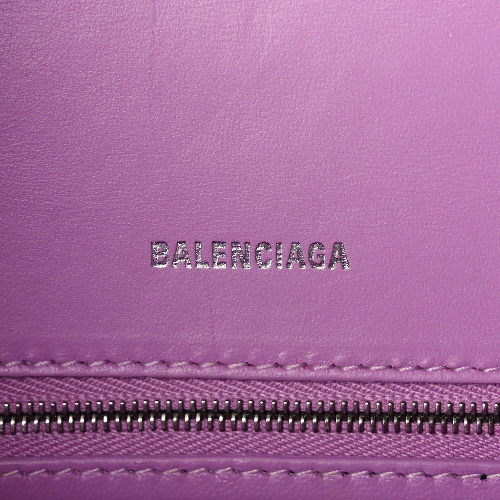 Balenciaga Shiny Box Calfskin Tonal B Small Hourglass Top Handle Bag Lilac