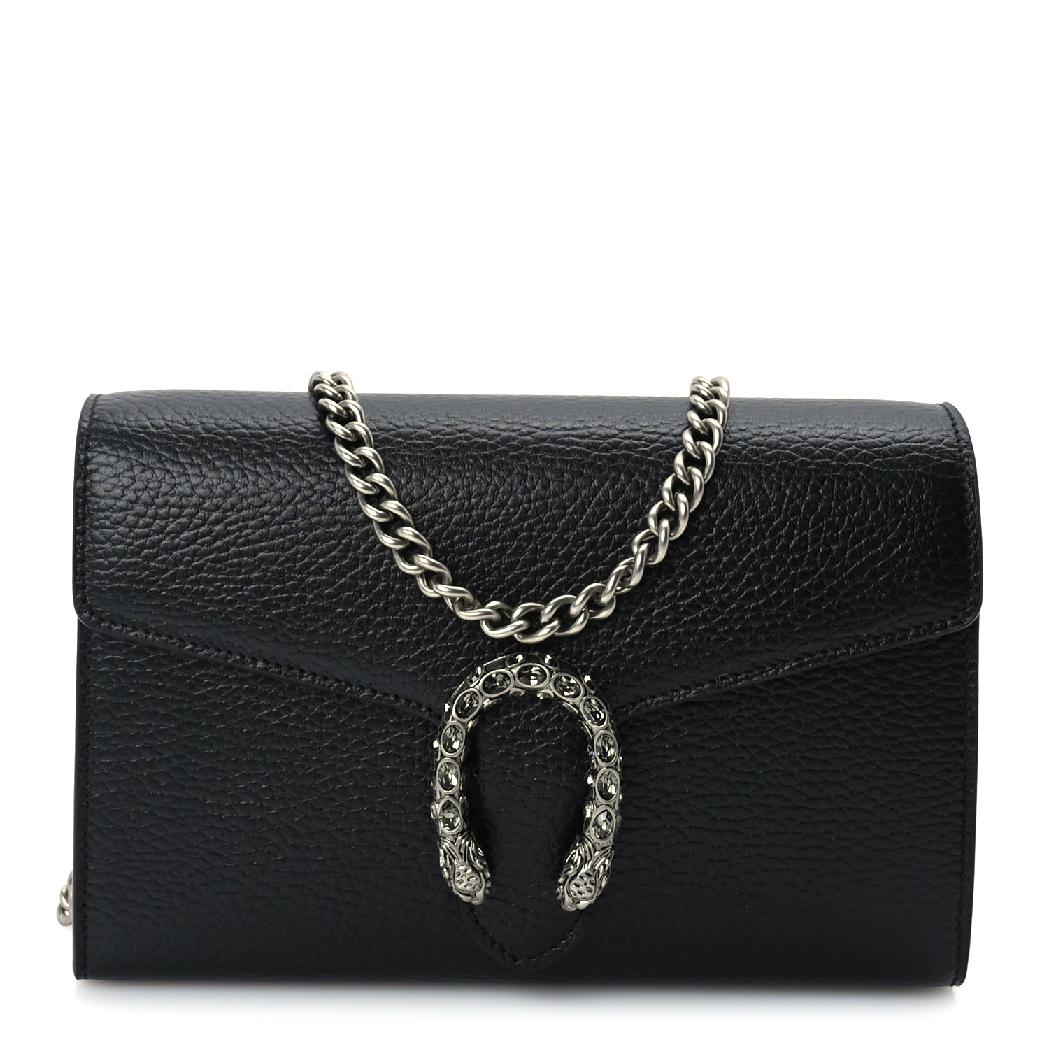 Gucci Calfskin Mini Dionysus Chain Wallet Black