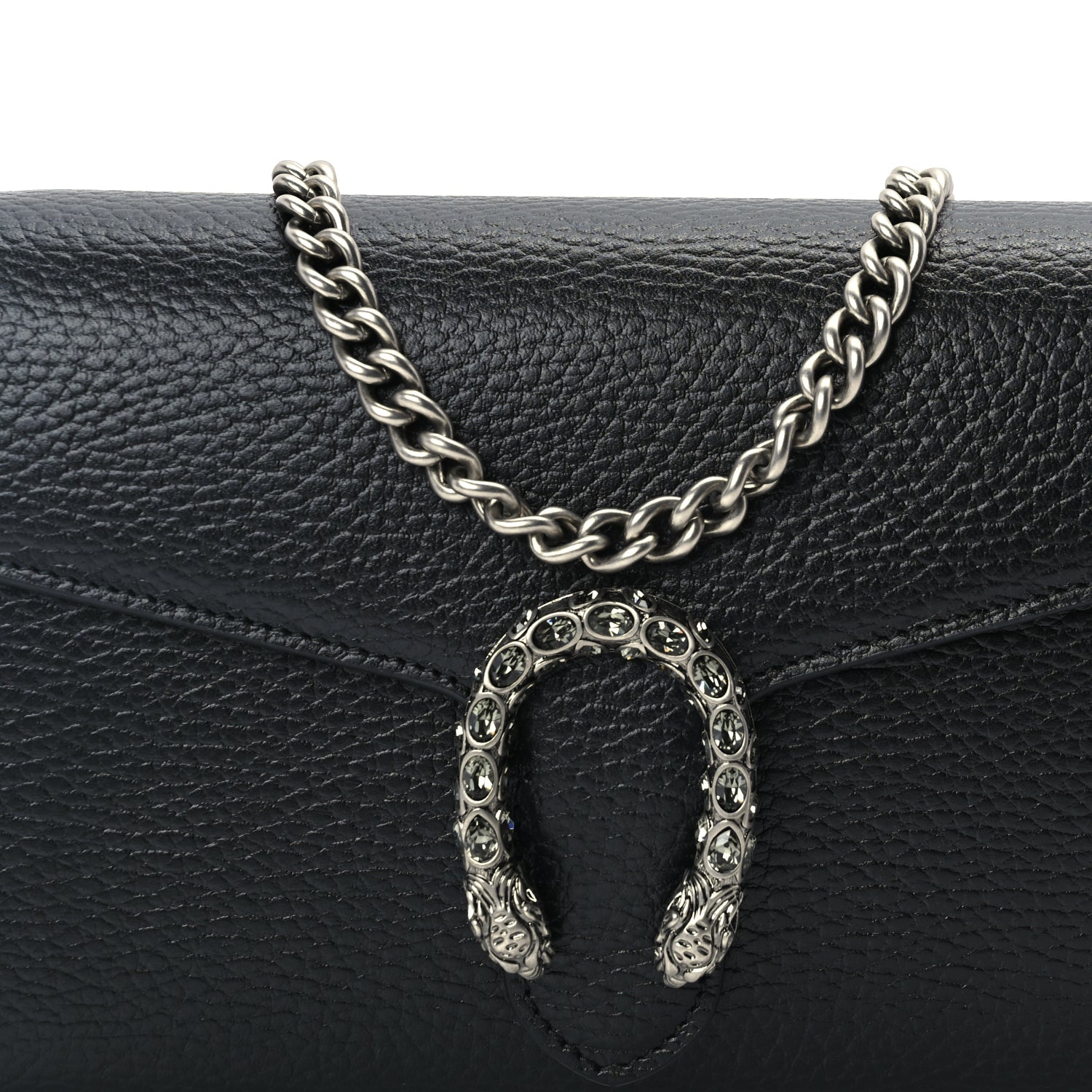 Gucci Calfskin Mini Dionysus Chain Wallet Black