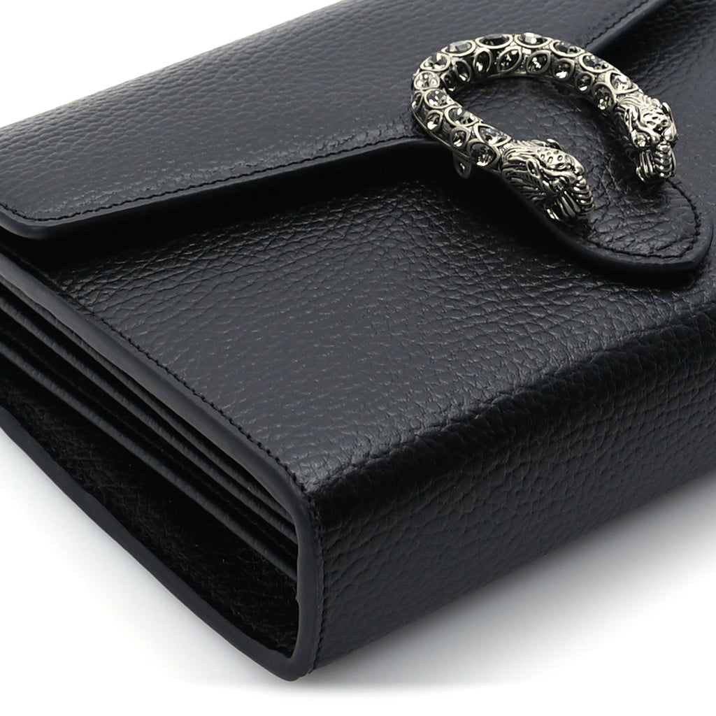 Gucci Calfskin Mini Dionysus Chain Wallet Black