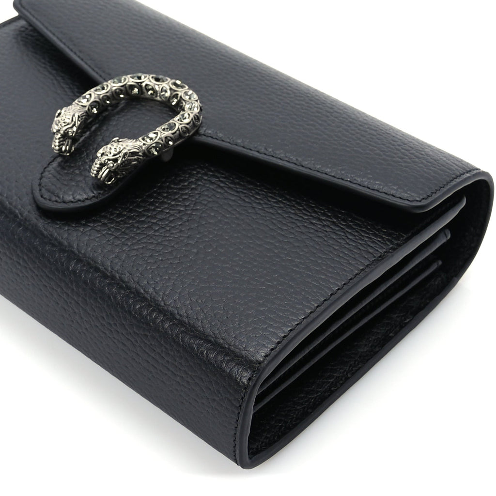 Gucci Calfskin Mini Dionysus Chain Wallet Black
