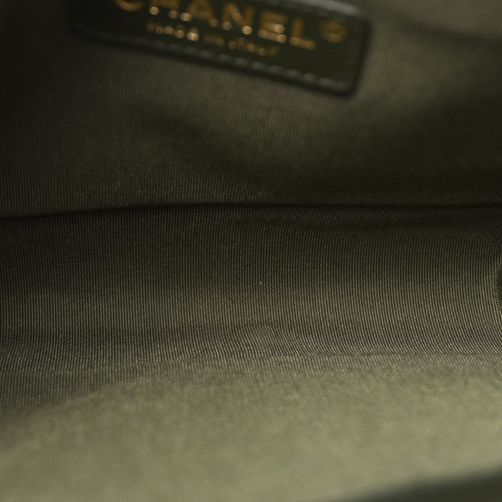 Chanel Fabric Chevron Braided Medium Boy Flap Black Dark Green